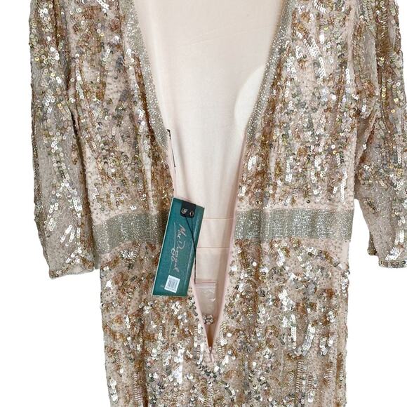 MAC DUGGAL Vintage Blush Rose Gold Sequined Evening Formal Gown - Picture 10 of 16
